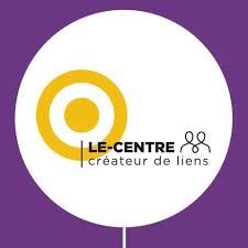 logo le centre créateur de liens, deux cercles imbriqués en jaunes sur fond violet