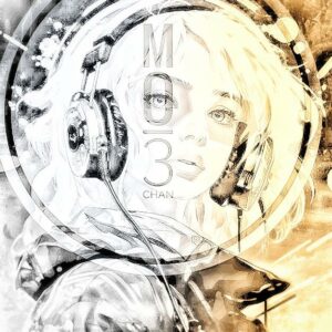 Image résiduelle d'une jeune femme portant un casque audio.